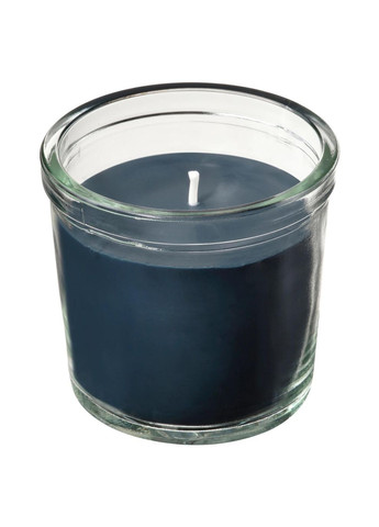 Ароматична свічка в склі ІКЕА FRUKTSKOG 20 годин чорний і бірюза (80555835) IKEA (284667269)