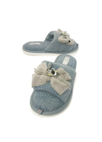 Кімнатні тапочки жіночі відкриті з бантиком синій 1296 Jomix (257108689)