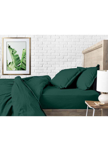 Двуспальная постель с простыней на резинке Dark Green CS1 180х220 см Cosas (307387358)