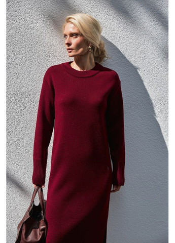 Темно-червона сукня з коміром 2873 льон Triko Bakh