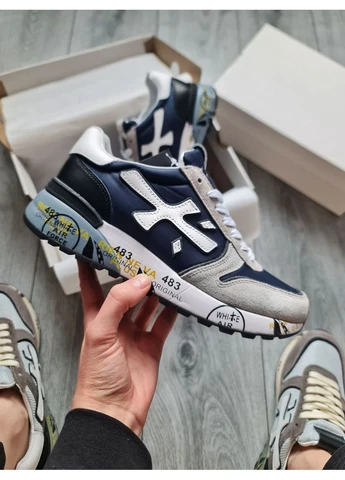 Сірі кросівки чоловічі premiata mick grey/blue преміата сірі демісезон No Brand