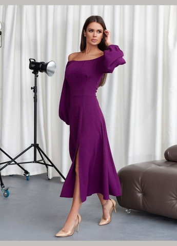 Фіолетова повсякденний фіолетова ретро сукня з розрізом ISSA PLUS однотонна