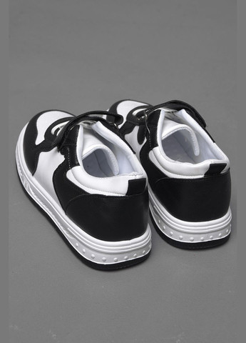 Черно-белые демисезонные кроссовки детские черно-белого цвета на липучке и шнуровке Let's Shop