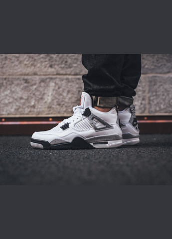 Белые кроссовки air jordan 4 retro white cement - 840606-192 Nike
