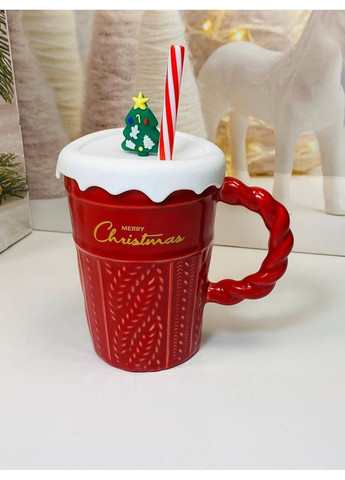 Кружка чашка (крышка+трубочка)360мл "Рождественский Гламур" стильный и удобный аксессуар OSM (365549062)