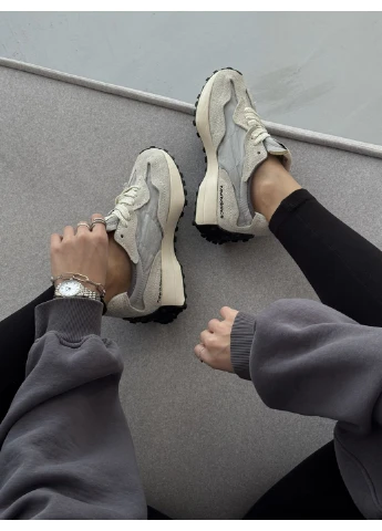 Кроссовки женские и мужские New Balance 327 Beige Grey Black | Нью Беланс 327 бежевые демисезоны (379130118)