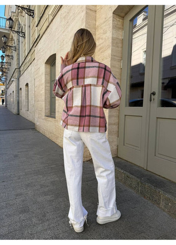 Пудровая повседневный рубашка в клетку Україна с длинным рукавом