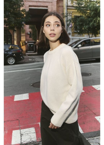 Белый теплый женский шерстяной свитер джемпер с круглой горловиной белый. You Best