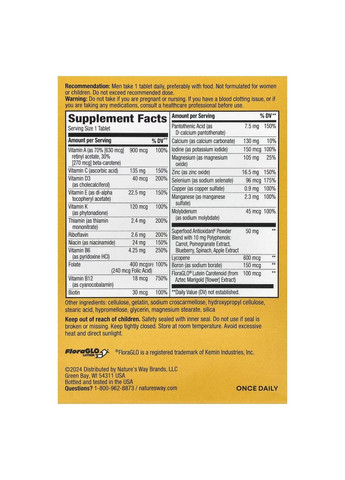 Alive!, комплекс мультивітамінів для чоловіків, підтримка енергії, 50 таблеток Nature's Way (361858854)