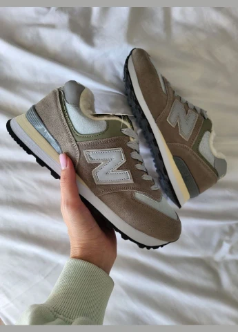 Кросівки зимові жіночі і чоловічі New Balance 574 Stone Island winter dark beige fur | Нью Беланс 574 темно-бежеві з хутром No Brand темно-бежеві зими (308360704)