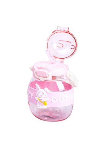 Пляшка для води дитяча з трубочкою 580 мл з ручкою та ремінцем Рожева HP-14-37P Jooki (358705545)