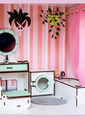 Набор кукольной мебели для Барби "Ванная New" бело-мятная (kmb001mnew) NestWood (303632959)