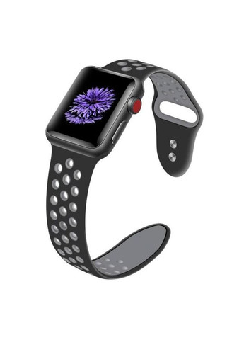 Спортивный ремешок с перфорацией для Apple Watch 42mm / 44mm / 45mm - Black&Grey Primo (333337051)