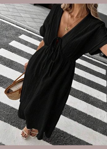 Черное повседневный платье DK/DL Мода без кордонів однотонное