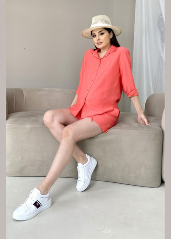 Летний костюм для беременных и кормящих с рубашкой и шортами кораллового цвета Dianora (335974572)