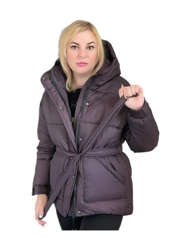 Темно-бордовая женская зимняя куртка с капюшоном. Value Plus