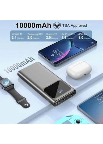 Powerbank Rolosar DY-201 10000 mAh с быстрой зарядкой PD15w, 4 выхода, 3 входа, Amazon, Германия No Brand (400406715)