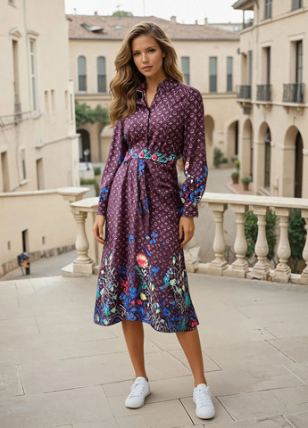 Коричнева вечірня сукня принтова максі коричневий Lowett з квітковим принтом