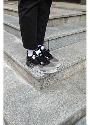 Сірі Осінні кросівки чоловічі nike air jordan 4 retro black grey найк аір джордан No Brand