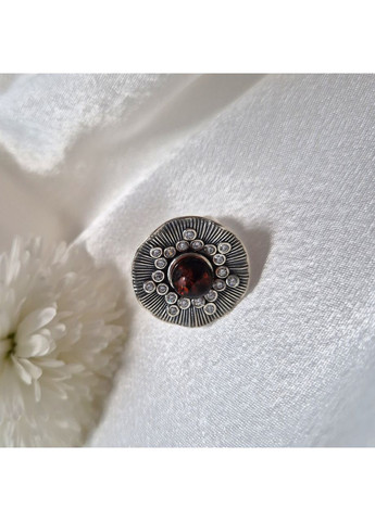 Срібна каблучка з Бурштином 18.5 розмір срібло 925 проби чорнене 935к 7.64г Nobrand (366870943)