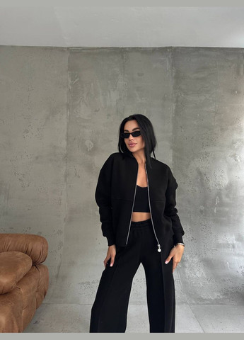 Женский теплый качественный спортивный костюм: кофта бомбер на молнии и брюки палаццо со стрелками с утеплением No Brand (316094572)