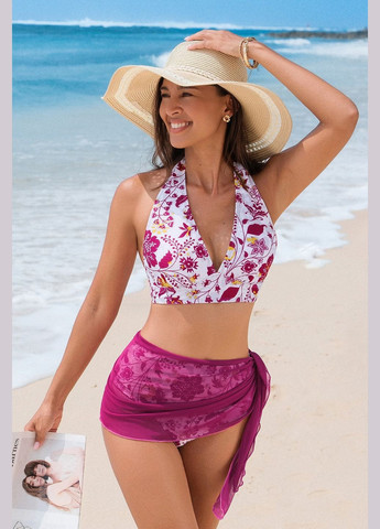 Белый летний купальник (купальный лиф, плавки, парео) CUPSHE