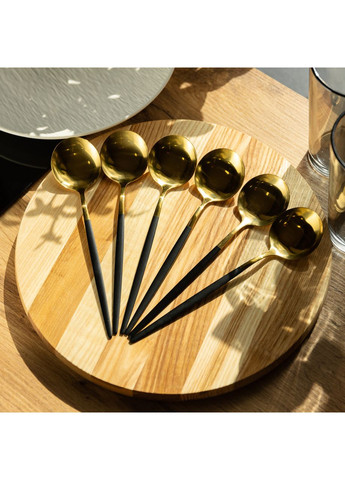 Набір столових ложок 6 штук ложки столові з нержавійки 21 см з золотом HP-20-3 Jooki (358706283)