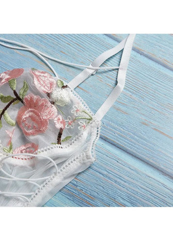 Мереживний боді зі шнурівкою та вишивкою білого кольору. Мереживний бодік з шнурівкою і вишивкою на бретелях China (360866784)