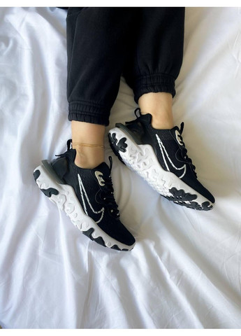 КРОСІВКИ ЖІНОЧІ NIKE REACT VISION BLACK WHITE НАЙК РЕАКТ ВІСІОН No Brand чорні демісезони (369391771)