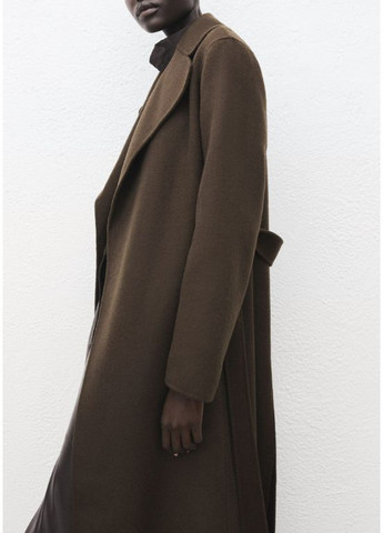 Оливкове (хакі) Пальто ручної роботи з поясом двобортне Mango