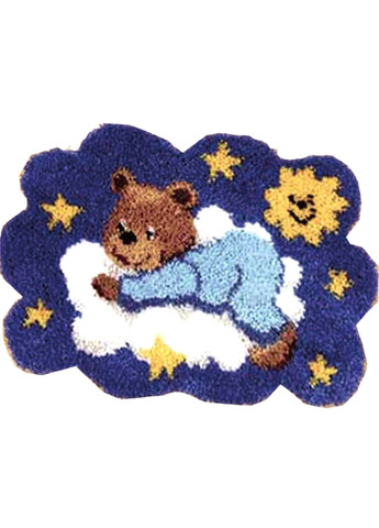 Набор для ковровой вышивки коврик мишка в голубом (основа-канва, нитки, крючок для ковровой вышивки) No Brand 4677 (288129529)