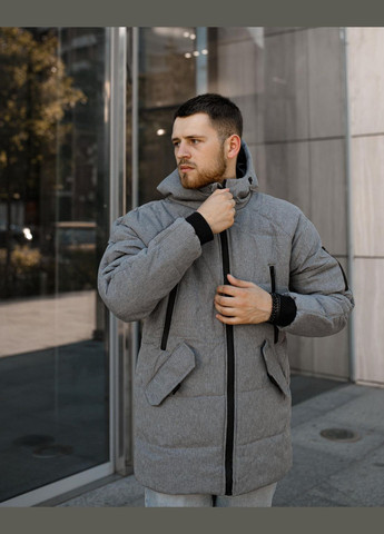 Сіра зимня куртка зимова високотехнологічна підкладка, яка утримує тепло і не парить No Brand