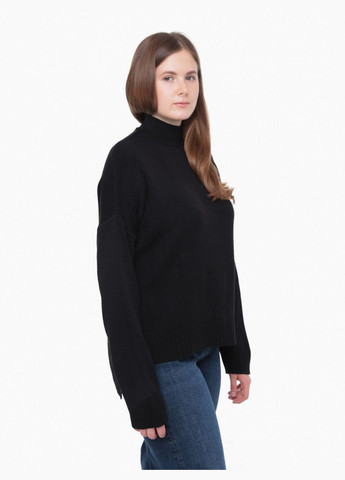 Черный зимний свитер женский черный свободный с воротником джемпер Karon Вільна