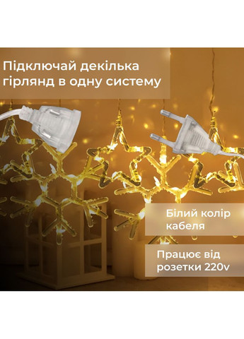 Гирлянда светодиодная штора 145 LED снежинка звезда для украшения дома и праздников ProDobro (364192480)