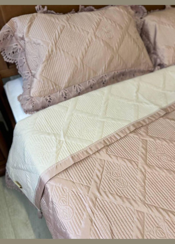 Плед із наволочками євро 220х240 см Беж (П-M-velurEvro5070-5) No Brand (306633634)