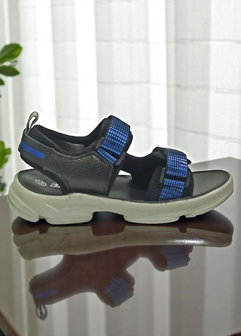 Черные спортивные, повседневные, кэжуал открытые спортивные босоножки сандалии на липучках для мальчика Boyang на липучке