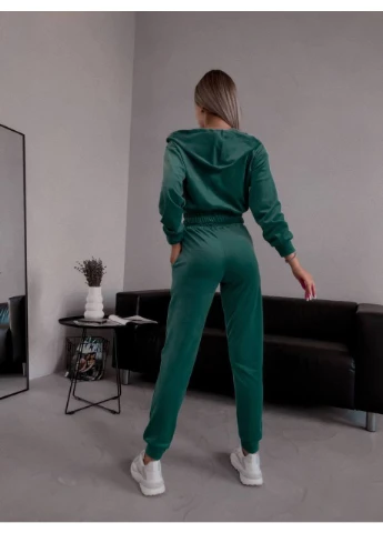 Женский велюровый костюм изумрудного цвета 36383 No Brand (374750755)