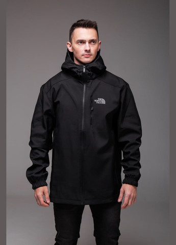 Чорна демісезонна чоловіча куртка softshell на флісі Vakko