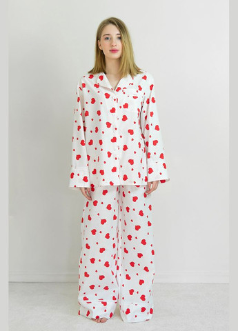 Белая всесезон пижамный хлопковый костюм с брюками big love Forly