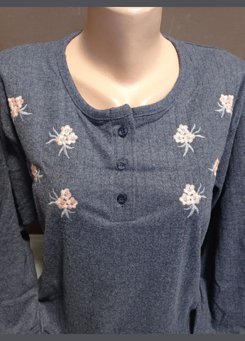 Графітова зимня тепла піжама жіноча  батал туреччина  50-54 розміри реглан та штани кашемір графіт лонгслів + брюки No Brand Піжама