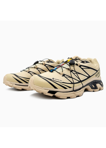 Бежевые демисезонные кроссовки мужские salomon xt-6 gore-tex beige black | саломон хт-6 бежевые No Brand