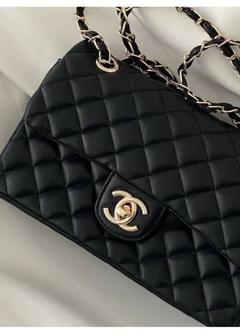 Сумка жіноча Chanel Classic Double Flap Bag Black/Gold класична Шанель чорна на плече крос боді No Brand (364488349)