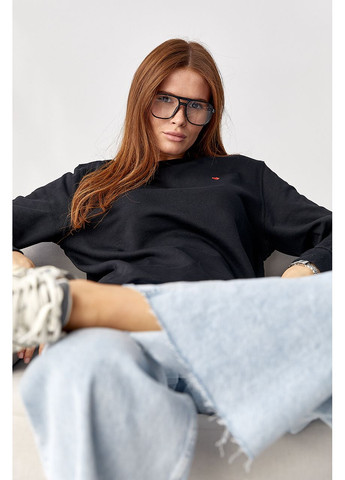 Чорний однотонний світшот із серцем - бордо колір Lurex (361056890)