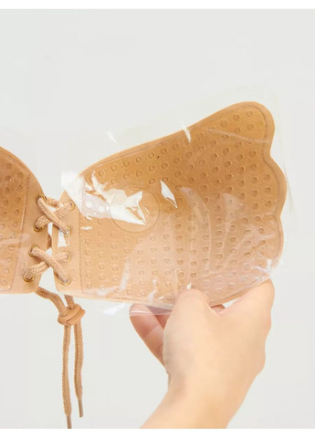 Бежевий невидимка силіконовий бюстгальтер невидимка, без бретелів, самоклеючий Cindylove без кісточок силікон