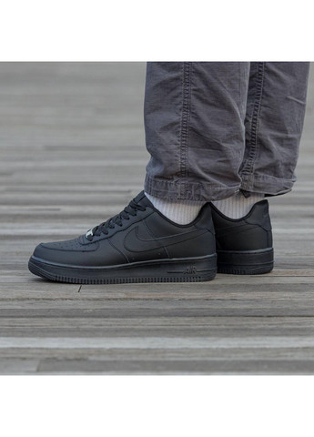 Чорні Осінні чоловічі кросівки Nike Air Force 1 Low 07 Premium Black CW2288 Найк Аир Форс 1