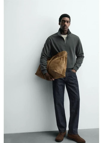 Світшот коротка блискавка 19749 Grey Zara комбінований