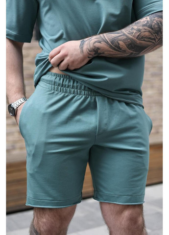 Мятный летний мужской хлопковый качественный комплект на лето, шорты и футболка для тренировок отдыха с шортами Intruder