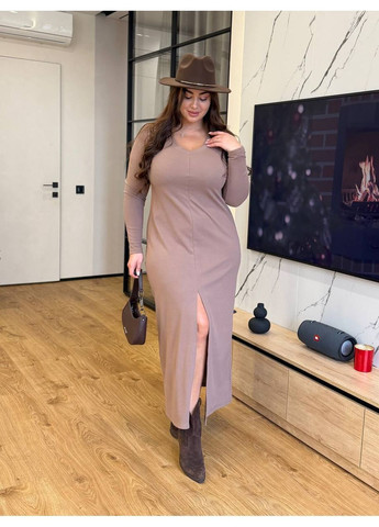 Светло-коричневое праздничный, коктейльное, повседневный, вечернее, деловое, кэжуал женское трикотажное платье Asi.Store.ua