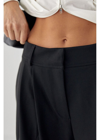 Классические однотонные брюки-палаццо со складками - черный цвет Lurex (370601840)