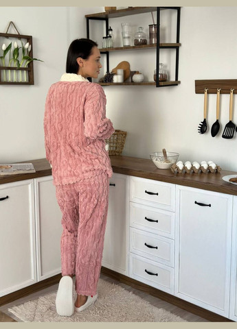 Пудрова зимня затишний домашній костюм-піжама кофта + брюки Vakko